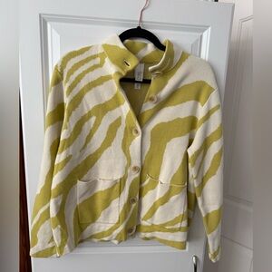 Stylish Cream and Green Women's Cardigan